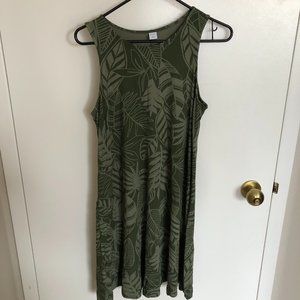Monstera Print green swing dress